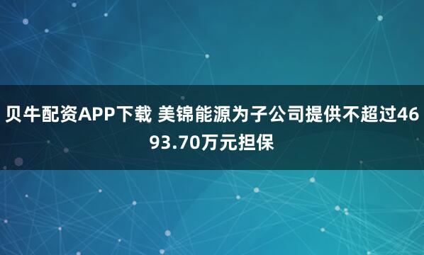 贝牛配资APP下载 美锦能源为子公司提供不超过4693.70万元担保