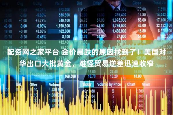 配资网之家平台 金价暴跌的原因找到了！美国对华出口大批黄金，难怪贸易逆差迅速收窄